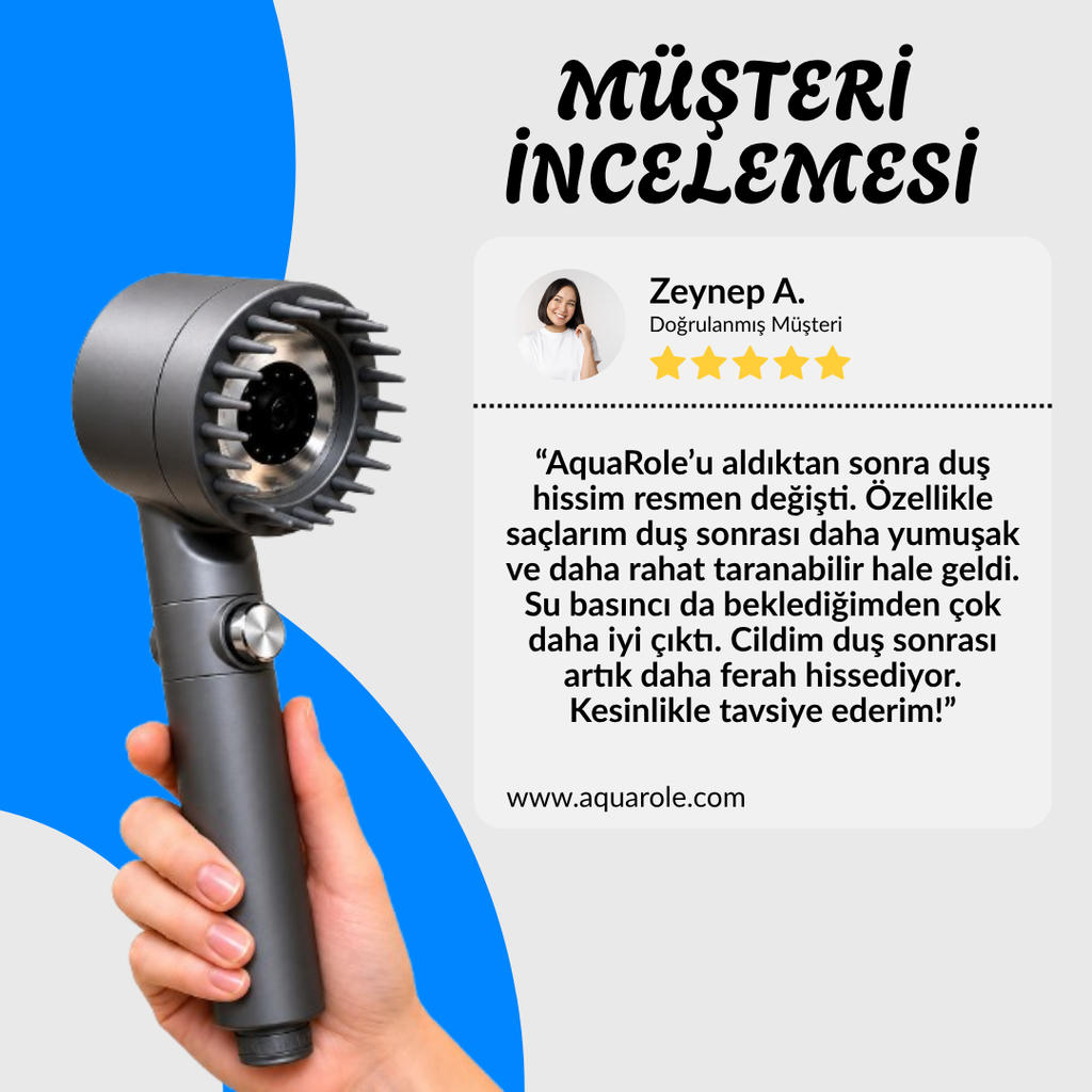 AquaRole Yeni Nesil Filtreli Masajlı Duş Başlığı